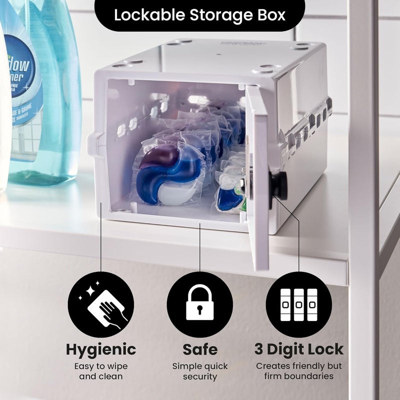Lockabox Mini™ | Small Lock Box with Combination Lock (Half Letter Sized) | Mini Lockable Box for Small Medicines, Snacks & Mobile Phones | External Size 8.8 x 6.1 x 4.7 Inches (Opal White) - Image 3